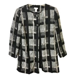 Chico’s Tweed Jacket Black/White - Size Small 4
